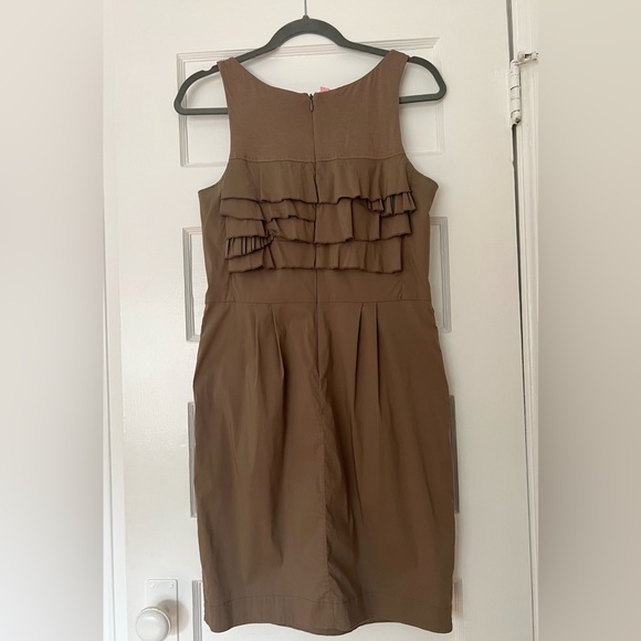 Taupe BCBG Max Azria dress with ruffles. - Picture 2 of 3